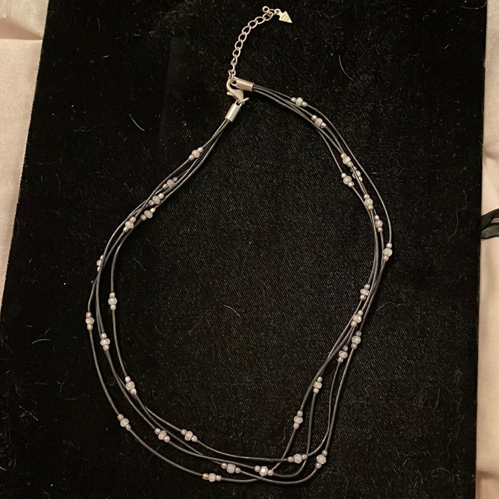 Silpada Black leather beaded necklace